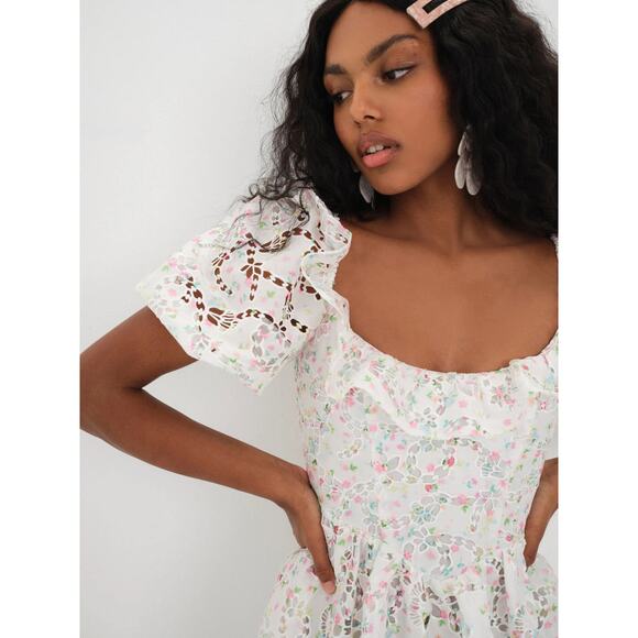 For Love & Lemons NWT Magnolia Pastel Floral Taffeta Mini Dress size XS - Picture 4 of 12